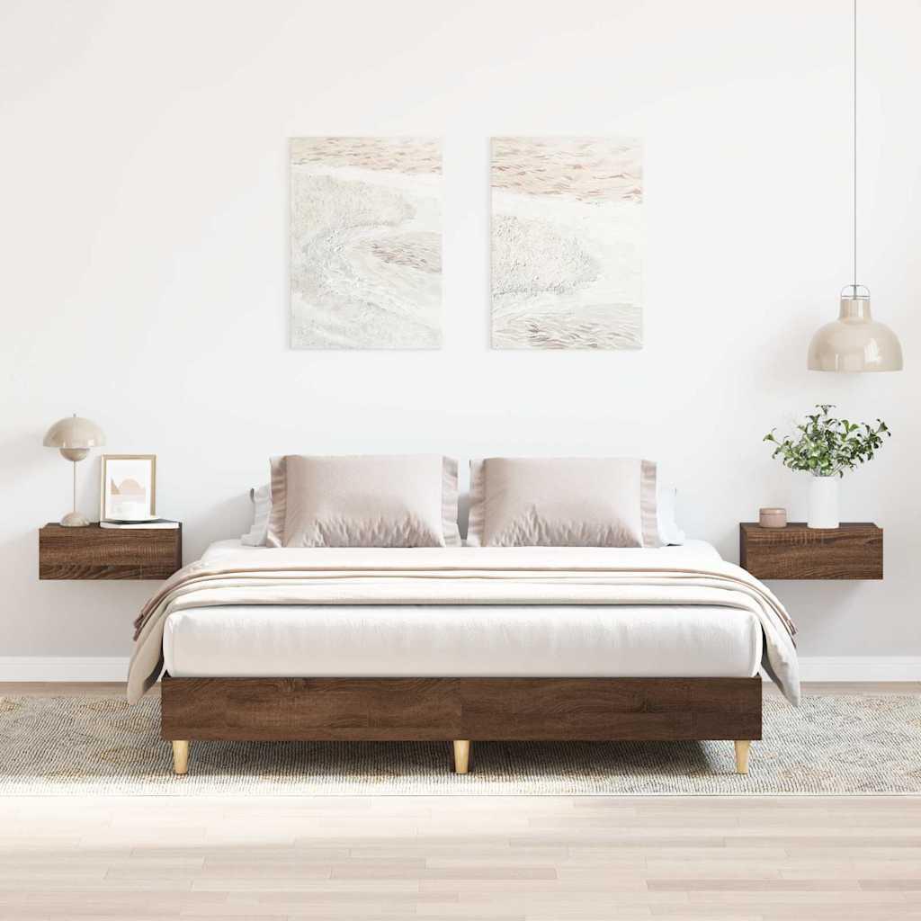 Sengestel uden madras 140x200 cm konstrueret træ brunt eg