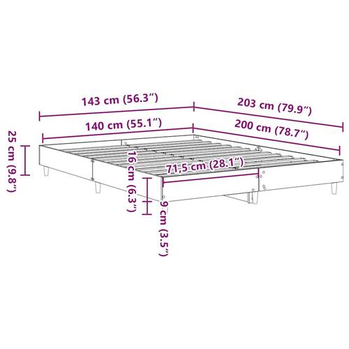 Sengestel uden madras 140x200 cm konstrueret træ brunt eg