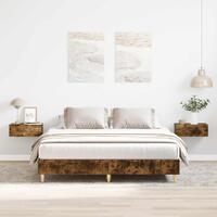 Sengestel uden madras 140x200 cm konstrueret træ røget eg