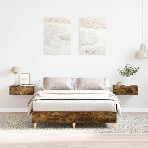 Sengestel uden madras 120x200 cm konstrueret træ røget eg