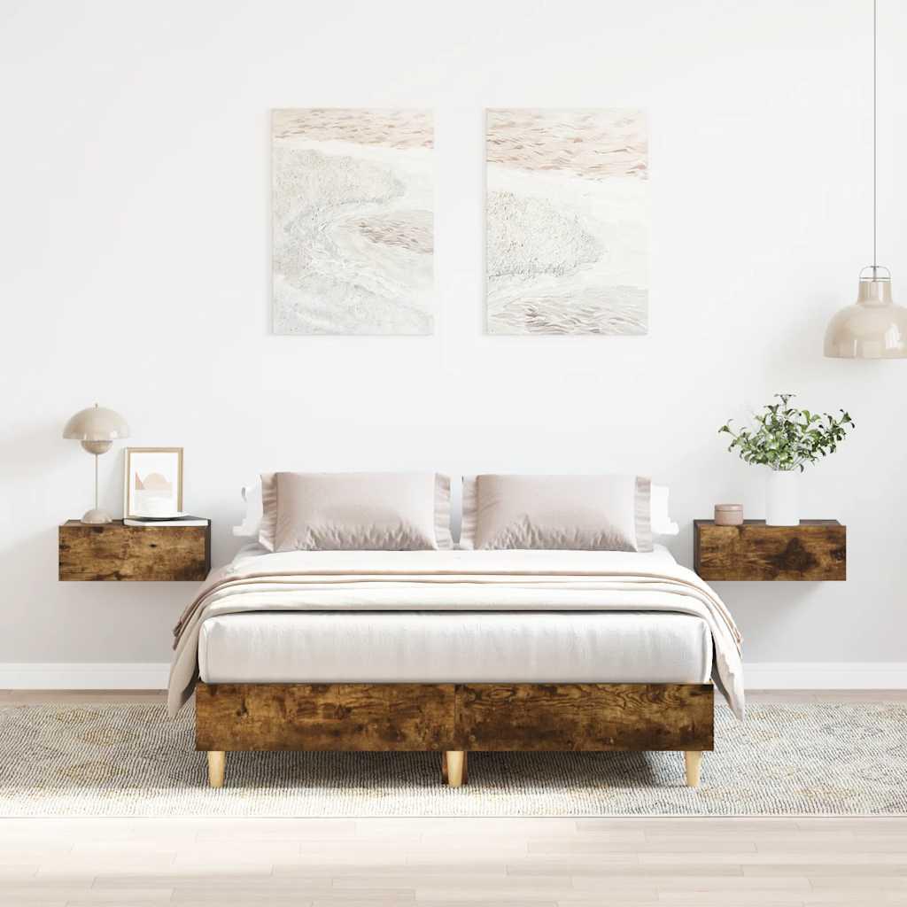 Sengestel uden madras 120x200 cm konstrueret træ røget eg