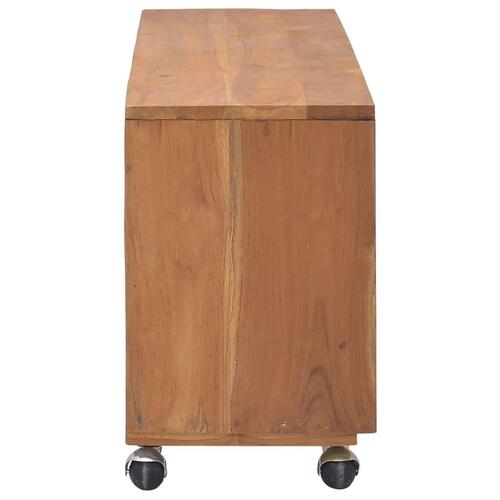Tv-skab med hjul 110x30x40 cm massivt teaktræ