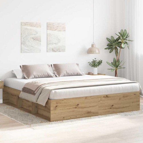 Sengestel 180x200 cm med opbevaring i konstrueret træ - kunsteg