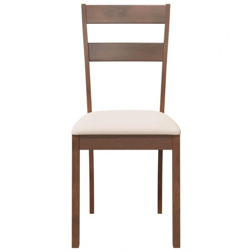 Spisebordsstole med hynder - 2 stk. i massivt gummitræ, brun/creme