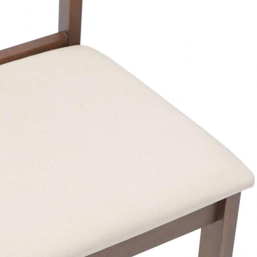 Spisebordsstole med hynder - 2 stk. i massivt gummitræ, brun/creme
