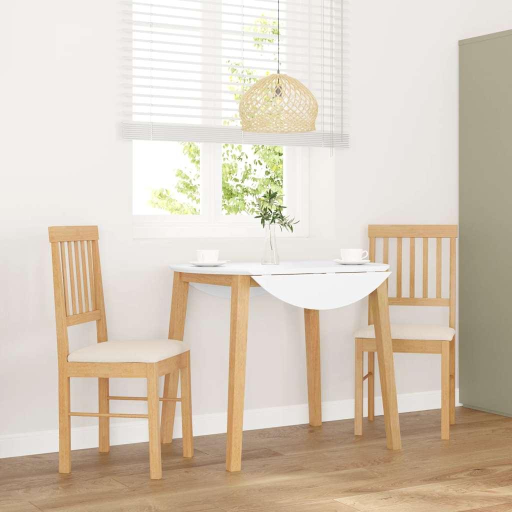 Spisebordsstole Med Hynder Massivt Gummitræ Hvid - Naturfarvet og lys