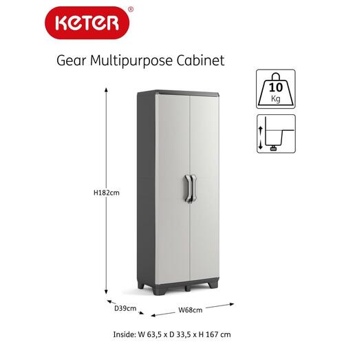 Keter multifunktionelt opbevaringsskab Gear 182 cm sort og grå