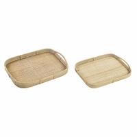 Bakkesæt DKD Home Decor Brun Rattan (51.5 x 36 x 7.5 cm) (44.5 x 31.5 x 6 cm) (2 stk)