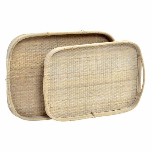 Bakkesæt DKD Home Decor Brun Rattan (51.5 x 36 x 7.5 cm) (44.5 x 31.5 x 6 cm) (2 stk)