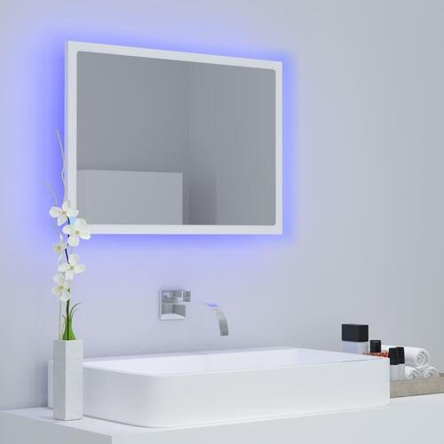 Badeværelsesspejl med LED-lys 60x8,5x37 akryl hvid