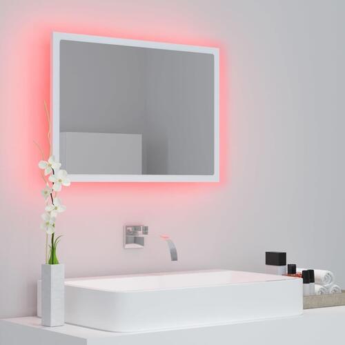 Badeværelsesspejl med LED-lys 60x8,5x37 akryl hvid