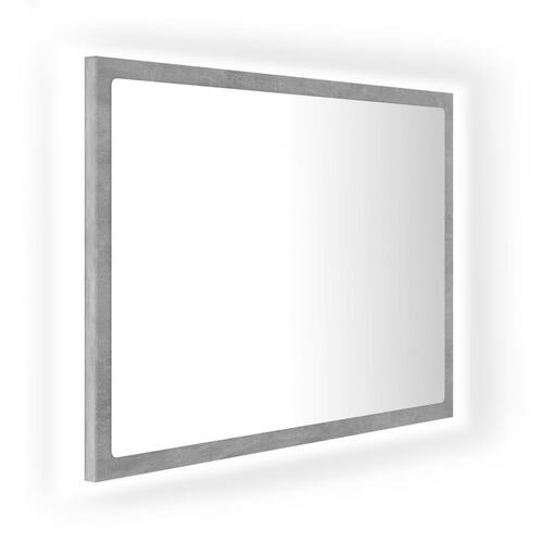 Badeværelsesspejl med LED-lys 60x8,5x37 cm akryl betongrå