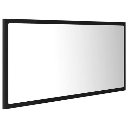 Badeværelsesspejl med LED-lys 90x8,5x37 cm akryl sort
