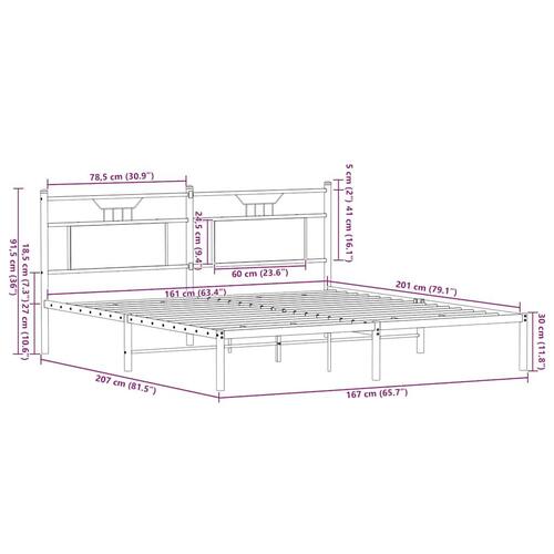 Sengeramme 160x200 cm uden madras konstrueret træ brunt eg