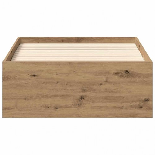 Sengeramme 90x190 cm i konstrueret træ - kunsteg, med opbevaring