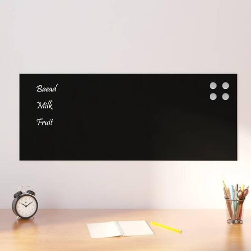 Væghængt magnettavle 100x40 cm hærdet glas sort