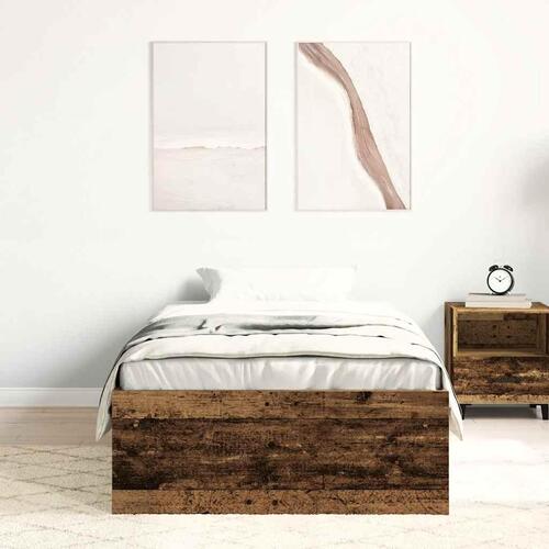 Sengeramme uden madras 90x200cm konstrueret træ antikt træ