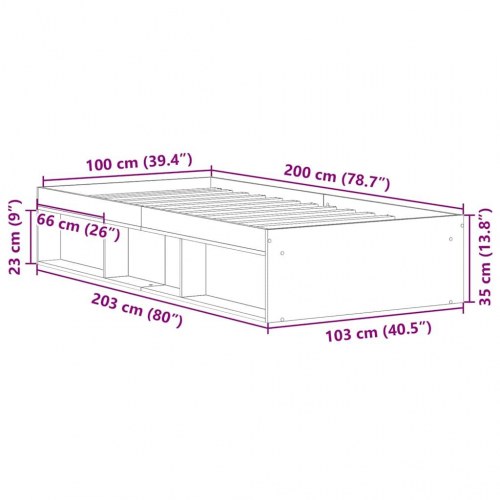Sengeramme 100×200 cm i konstrueret træ - kunsteg