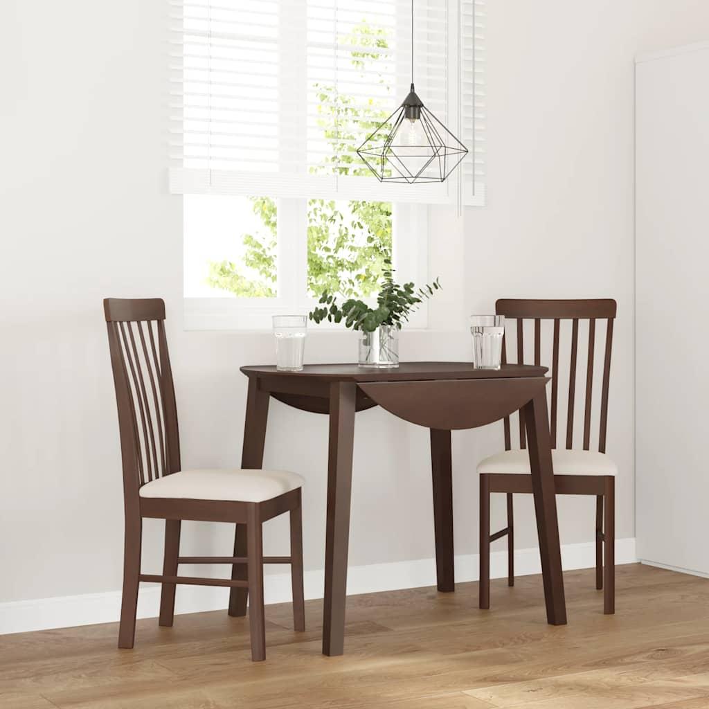 Spisebordsstole med hynder 2 stk. massivt gummitræ brun