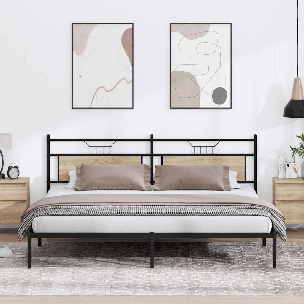 Sengeramme uden madras 193x203 cm konstrueret træ sonoma-eg billede
