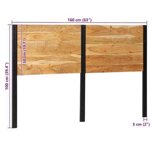 Sengegavl 160 cm massivt akacietræ og jern