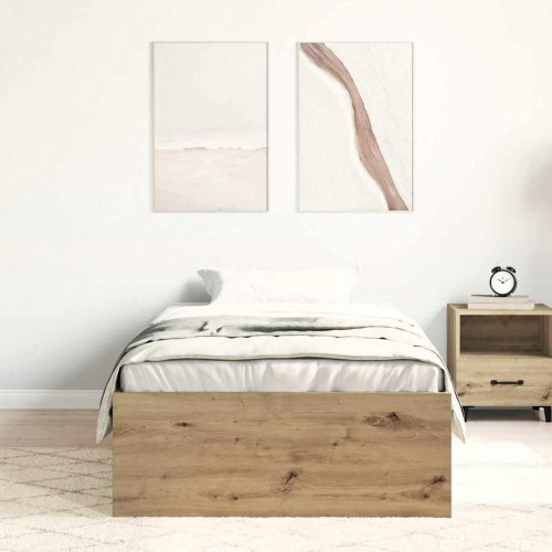 Sengeramme 90x200 cm med opbevaring - konstrueret træ i kunsteg