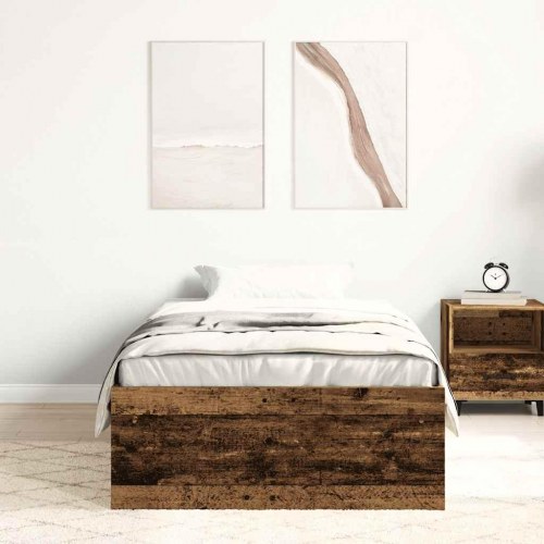 Sengeramme 100x200 cm i konstrueret træ - antikt træ