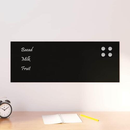 Væghængt magnettavle 80x30 cm hærdet glas sort