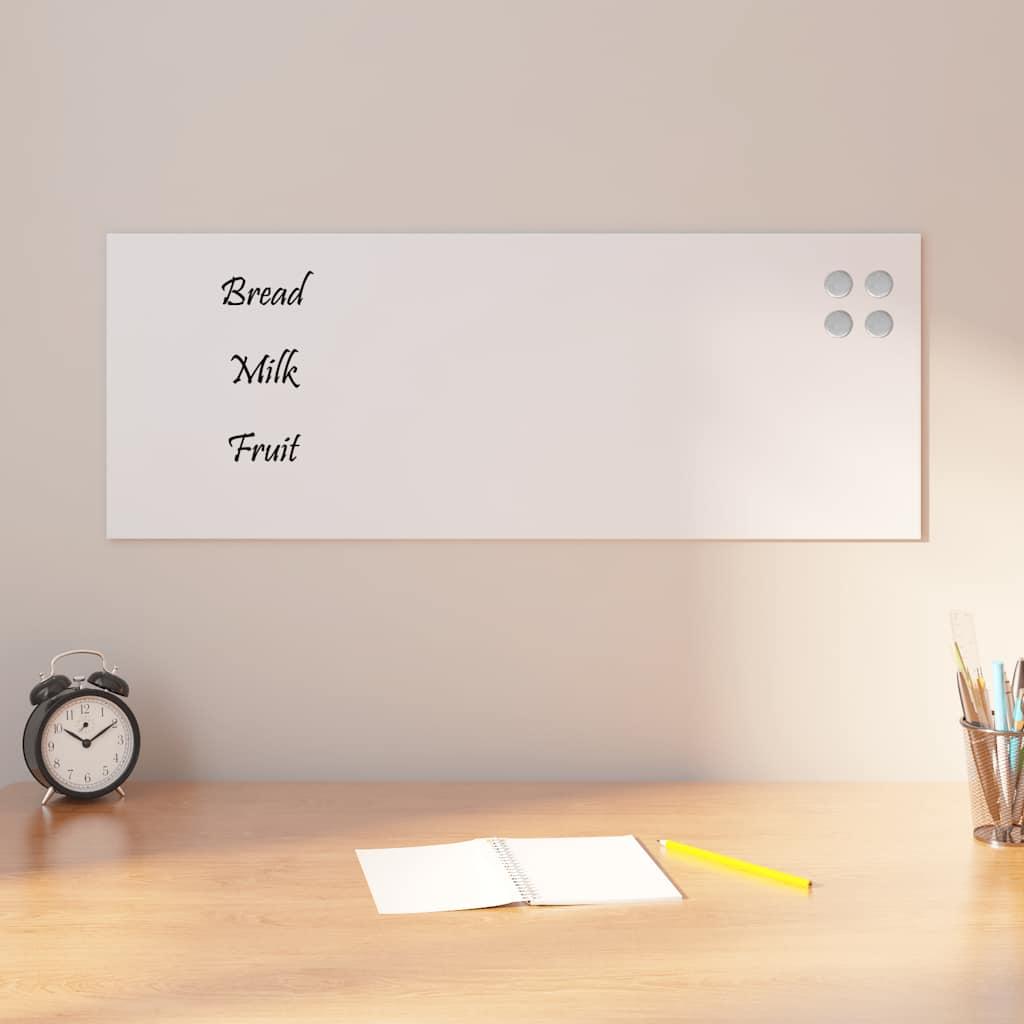 Væghængt magnettavle 80x30 cm hærdet glas hvid
