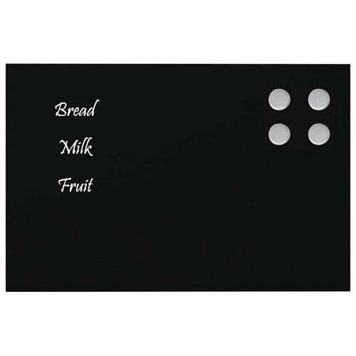 Væghængt magnettavle 30x20 cm hærdet glas sort
