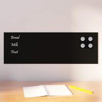 Væghængt magnettavle 60x20 cm hærdet glas sort