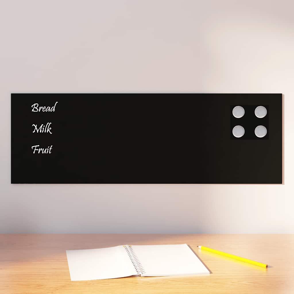 Væghængt magnettavle 60x20 cm hærdet glas sort