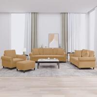 Sofasæt 4 dele med puder velour brun