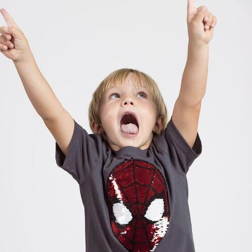 Børne Kortærmet T-shirt Spider-Man Mørkegrå 7 år