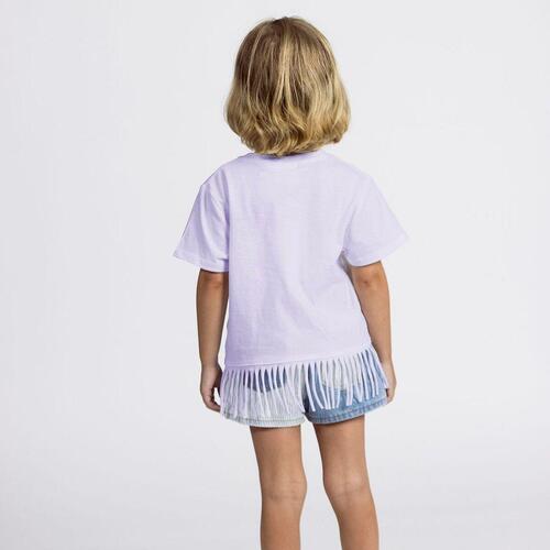 Børne Kortærmet T-shirt Minnie Mouse Lilla 7 år