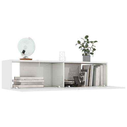 Tv-bord 120x30x30 cm konstrueret træ hvid højglans (OUTLET B)