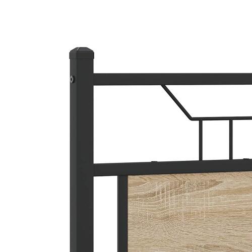 Sengegavl 120 cm konstrueret træ og stål sonoma-eg