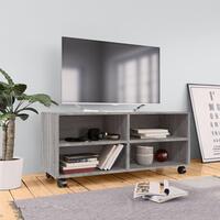 Tv-bord med hjul 90x35x35 cm konstrueret træ grå sonoma-eg