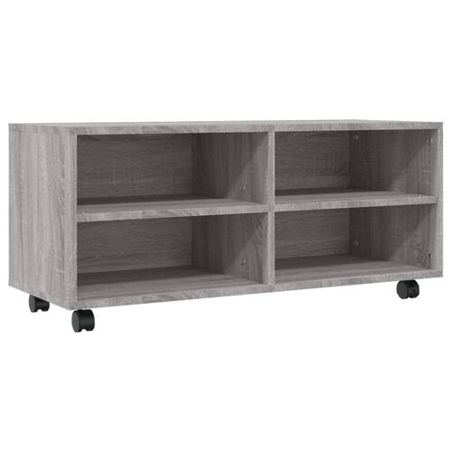 Tv-bord med hjul 90x35x35 cm konstrueret træ grå sonoma-eg
