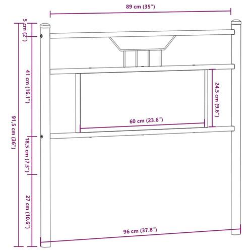 Sengegavl 90 cm konstrueret træ og stål sonoma-eg