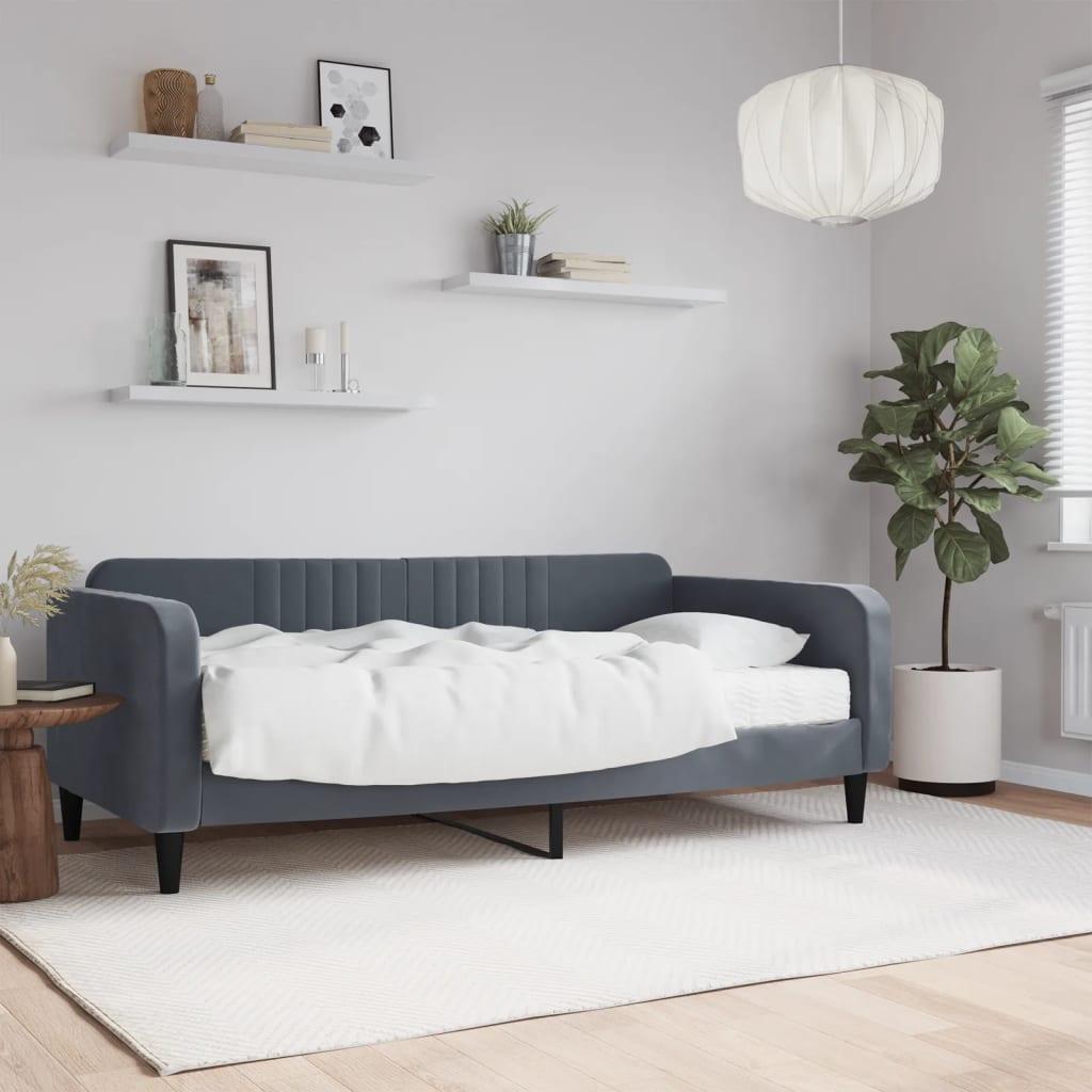 Daybed Velour Mørkegrå - med madras / 90 x 190 cm