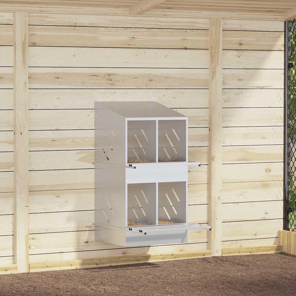 Redekasse til høns med 4 rum galvaniseret sølvmetal