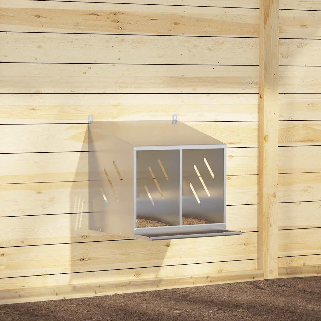 Redekasse til høns med 2 rum metal olivengrøn