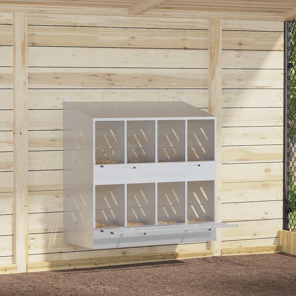 Redekasse til høns med 8 rum galvaniseret sølvmetal