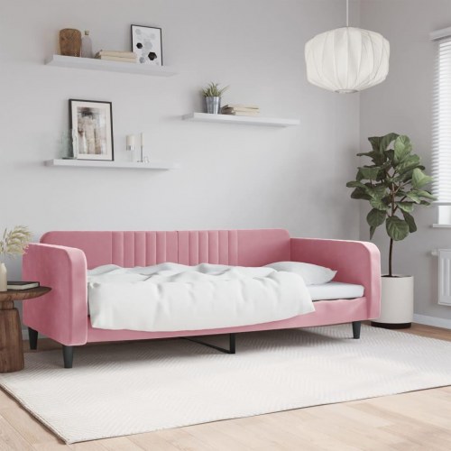 Daybed 100x200 cm i velour - lyserød sovesofa