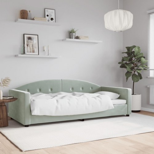 Daybed 90×190 cm i velour - lysegrå sovesofa