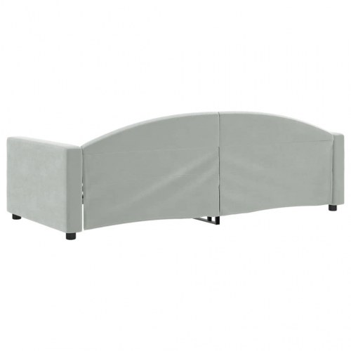 Daybed 90×190 cm i velour - lysegrå sovesofa