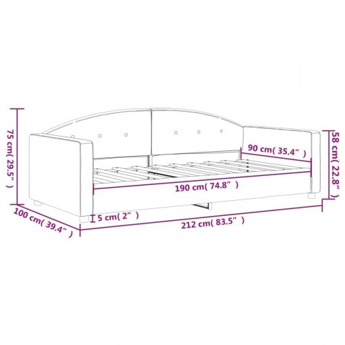 Daybed 90×190 cm i velour - lysegrå sovesofa