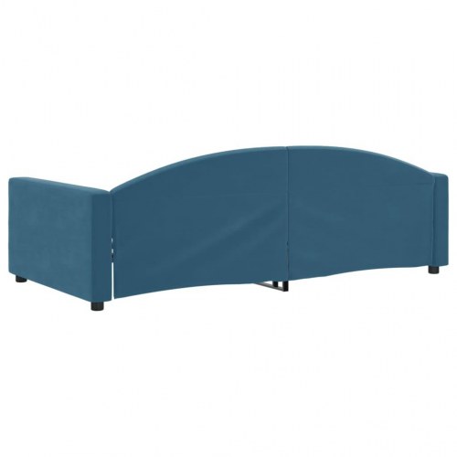 Daybed 100 x 200 cm i velour - blå sovesofa til gæsteværelse og stue