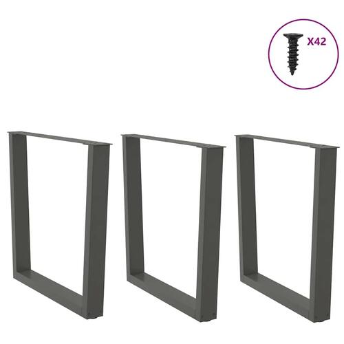 Spisebordsben V-form 3 stk Antracit 90x(72-73,3) cm Stål